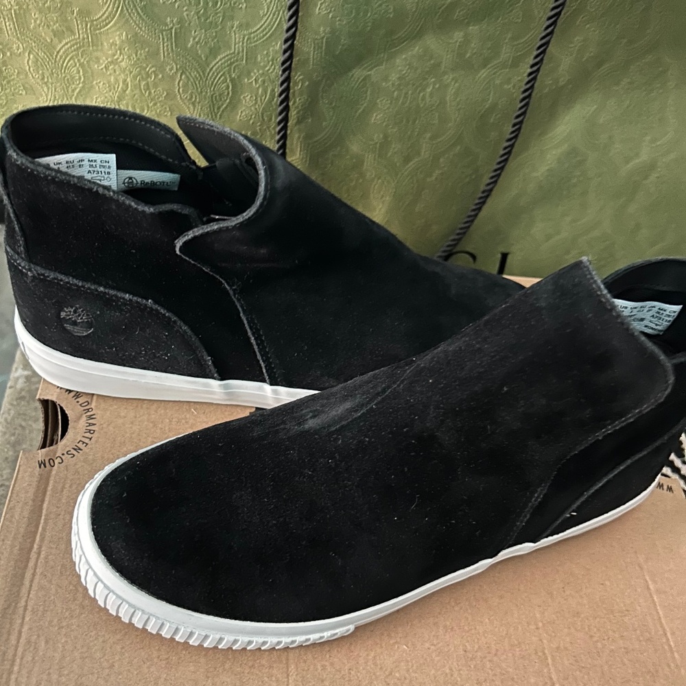 Black suede slip on sneakers